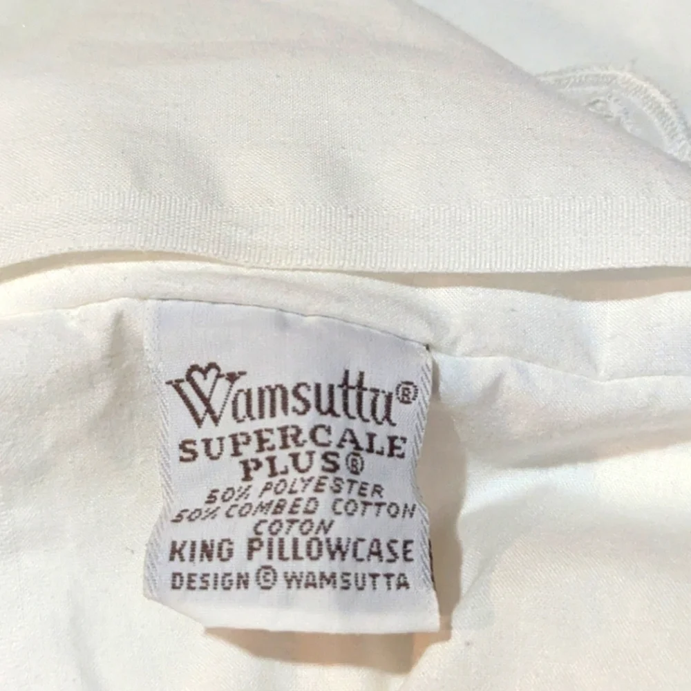 Vintage Wamsutta Pillow Sham King Eyelet Lace Trim Cottagecore Shabby Chic White